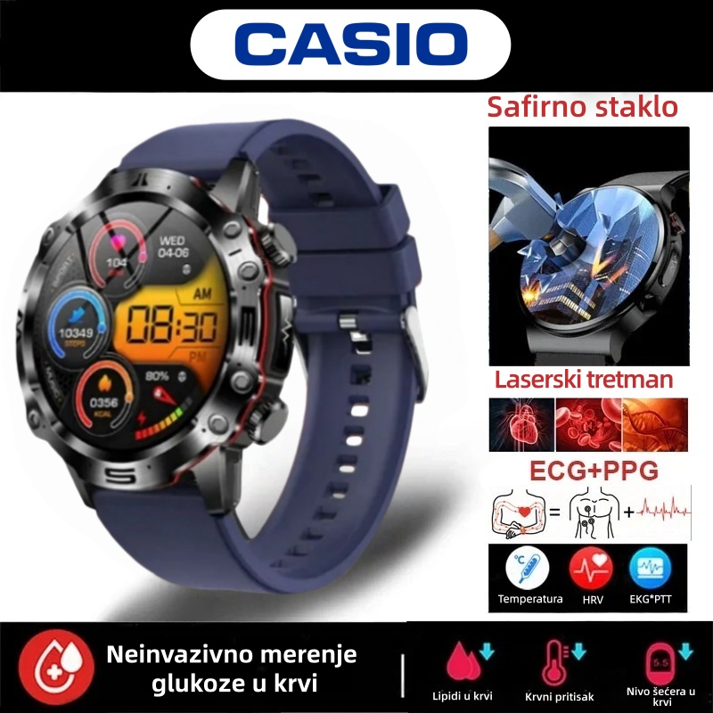 2026. godina: prvi pametan sat koji može da "čita" tvoje telo. Neinvazivno merenje nivoa šećera u krvi, EKG analiza i potpuna vodootpornost – tvoje zdravlje na jednom mestu