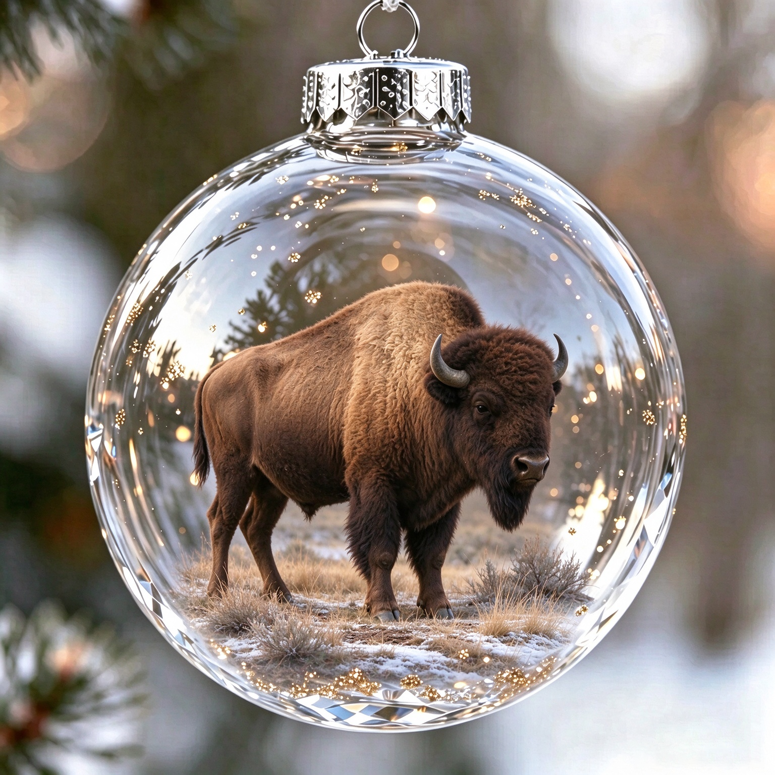 Winter Bison Christmas Ornament