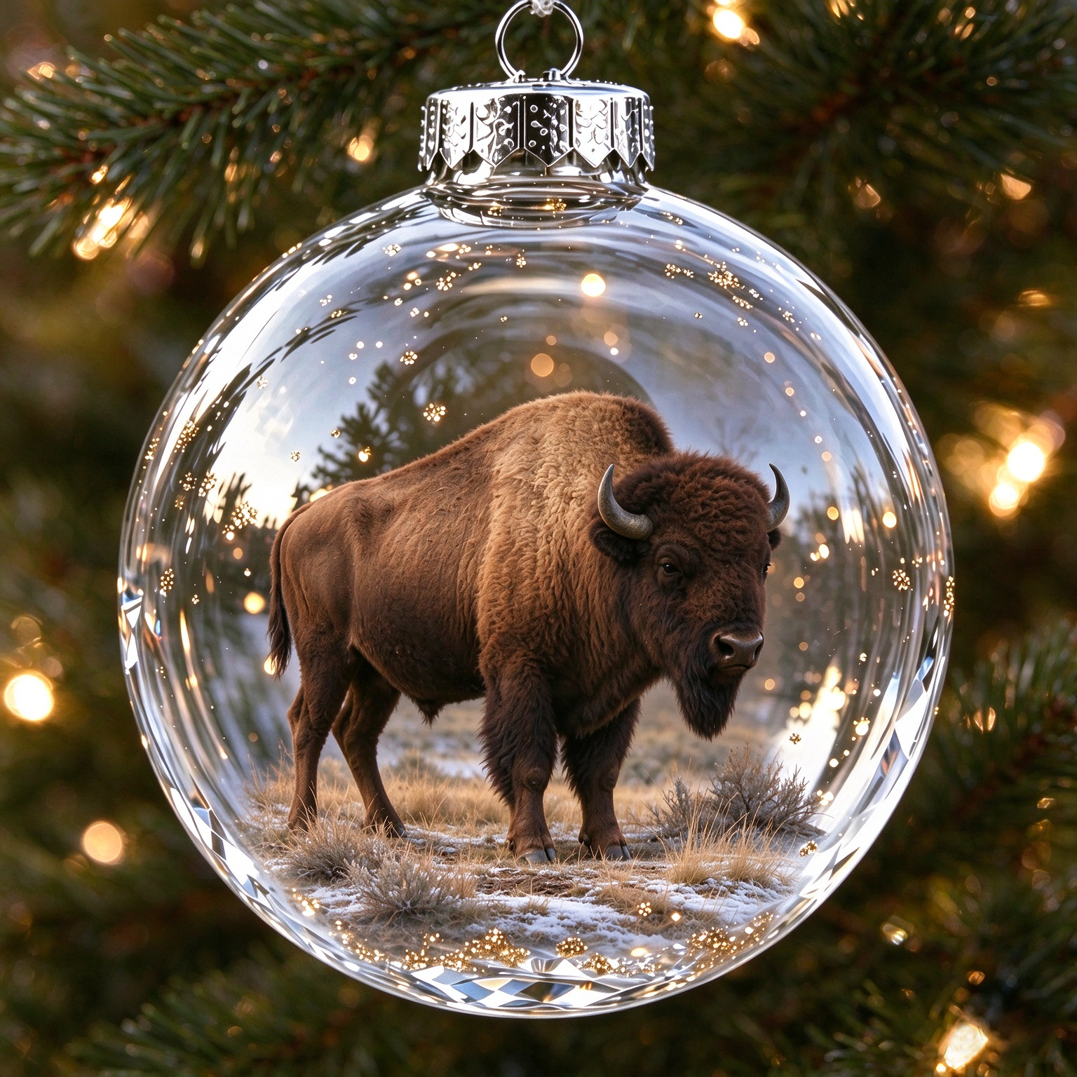 Winter Bison Christmas Ornament