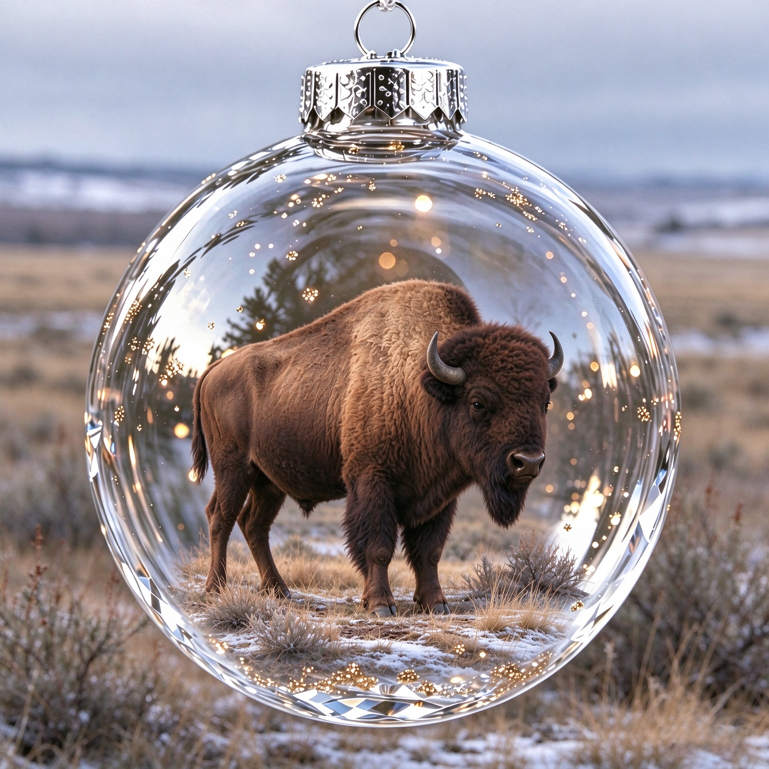 Winter Bison Christmas Ornament