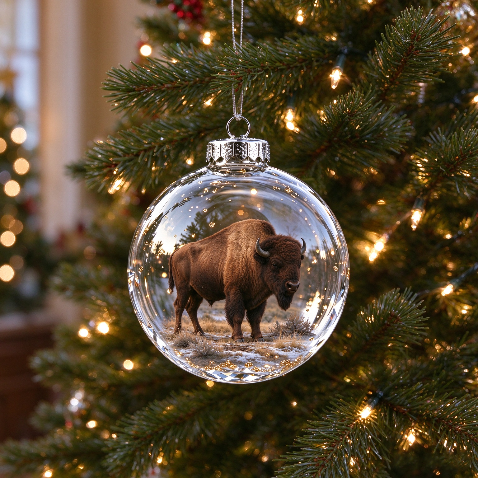 Winter Bison Christmas Ornament