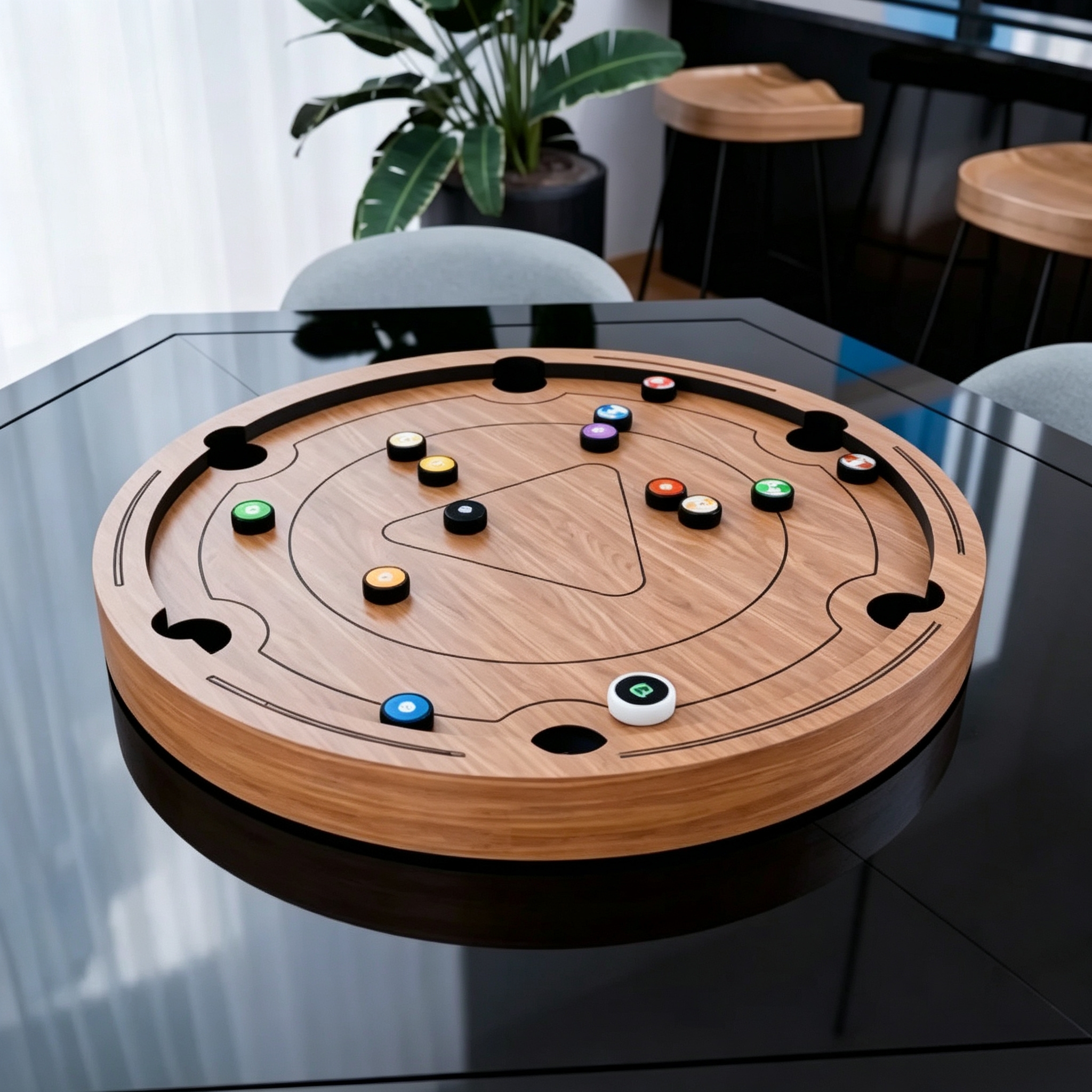 Portable Round Table-Top Pool Game