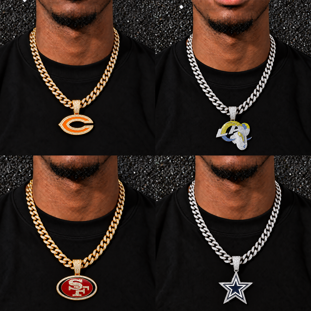 Football Team Cuban Link Pendant Necklace