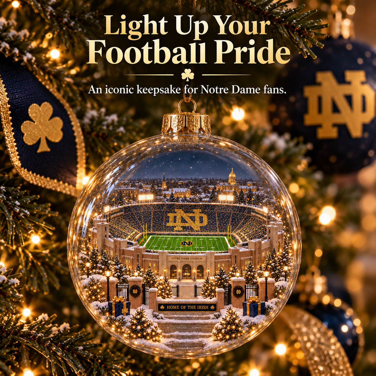 🎄 Play Like a Champion Today — Light-Up College Football Diorama Ornament