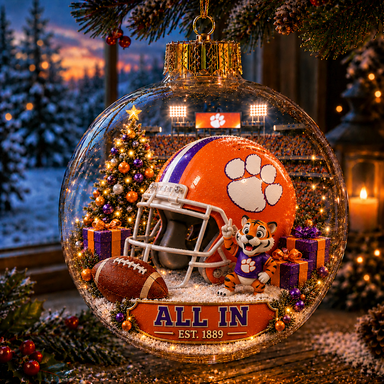 🏈🎄 Light-Up College Football Christmas Ornament
