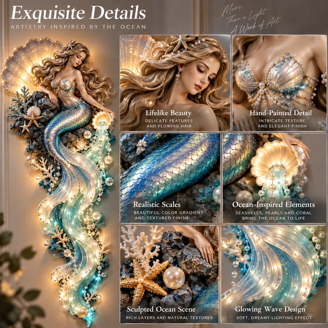 ⏰Limited Stock 50% OFF - 🌊✨ Enchanted Ocean Legends™ Lighted Wall Décor Collection 🐋🧜‍♀️