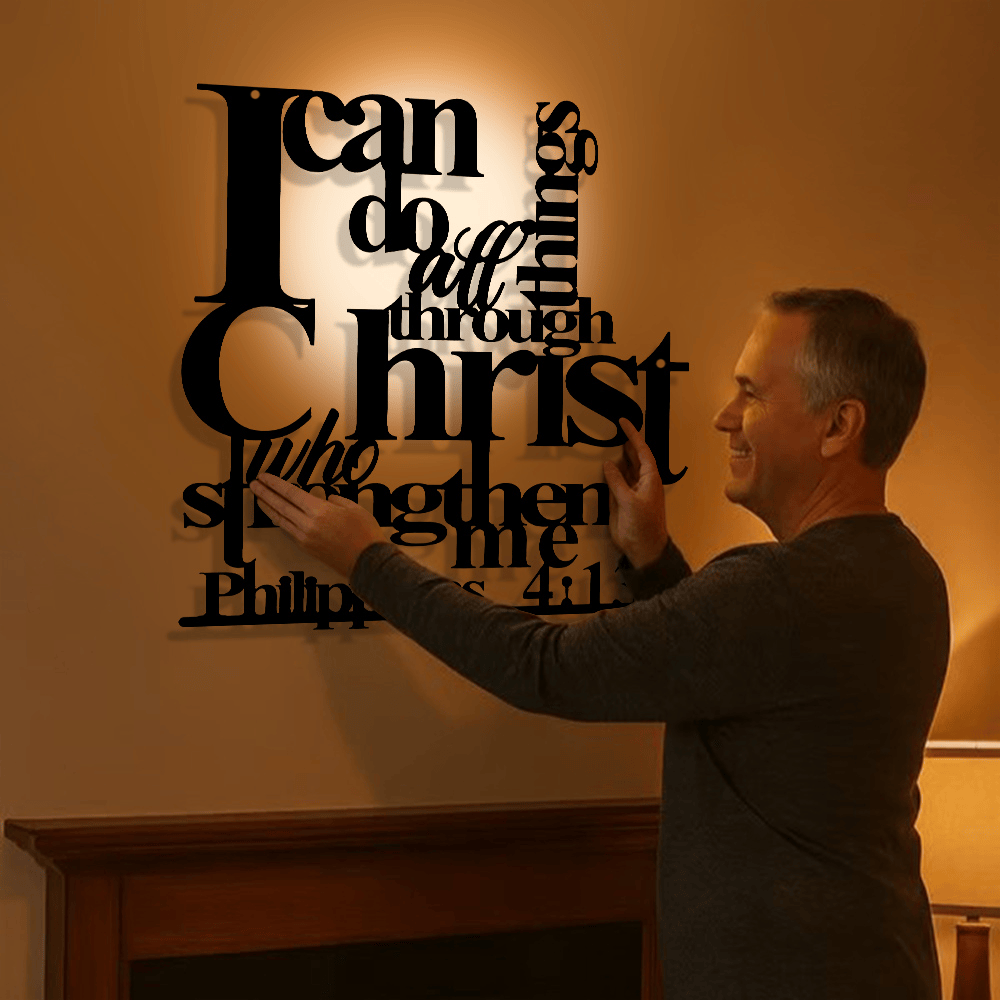 🔥Last Day 55% OFF ✝️Christianartworkshop Philippians 4:13 I Can Do All Things Metal Wall Decor: Christ’s Strength for Your Walls