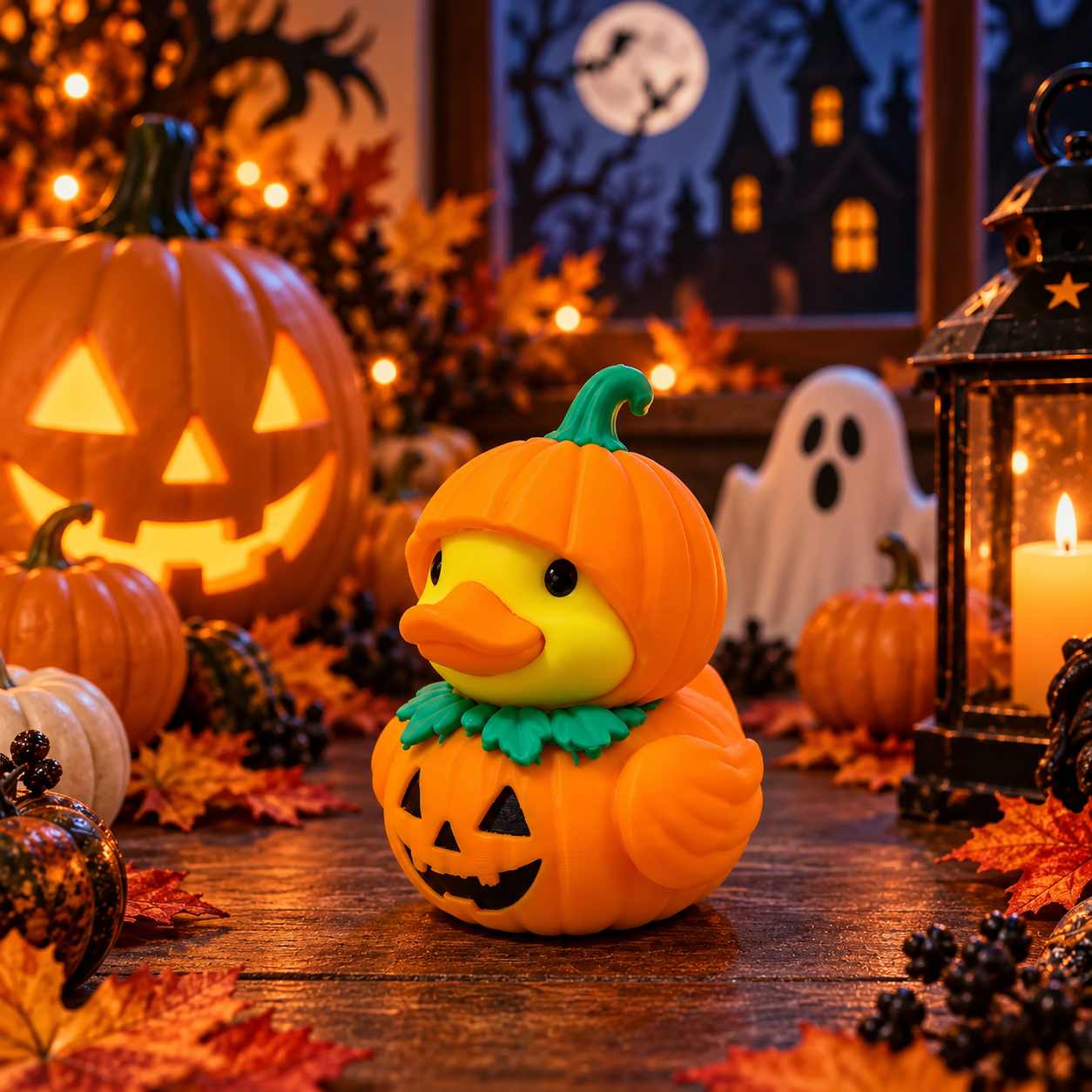 Pumpkin Duck Halloween Figurine