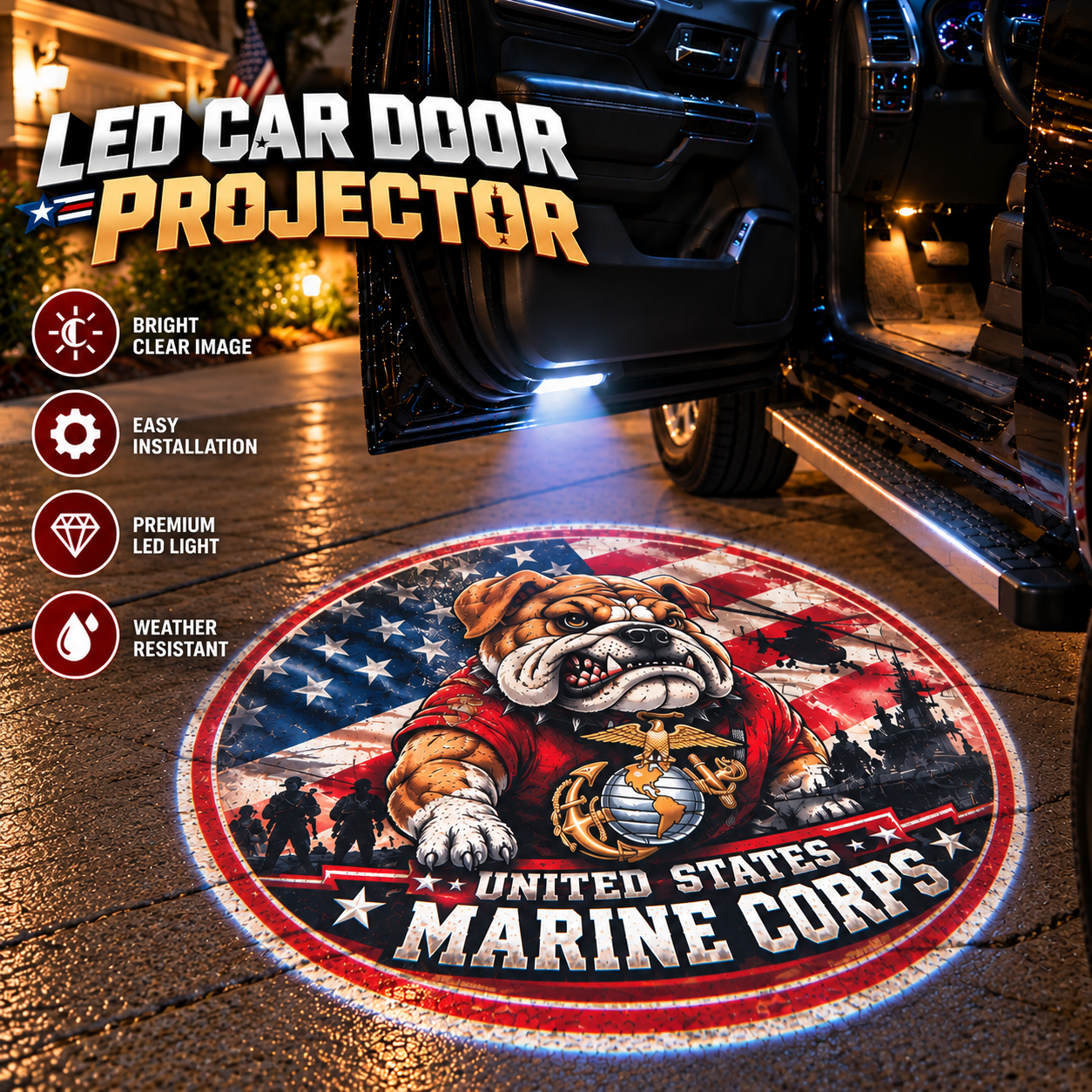 Last day 49% OFF-🎖️🇺🇸 Light Up Your Military Pride — LED Car Door Projector