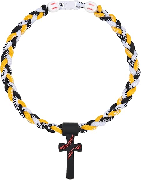 Triple-Rope Tornado Baseball Necklace Cross Charm Pendant with "I CAN DO ALL THINGS PHL4:13