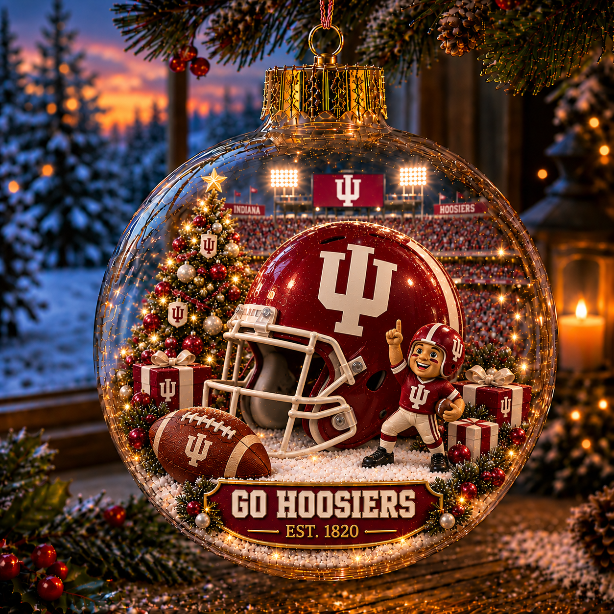 🏈🎄 Light-Up College Football Christmas Ornament