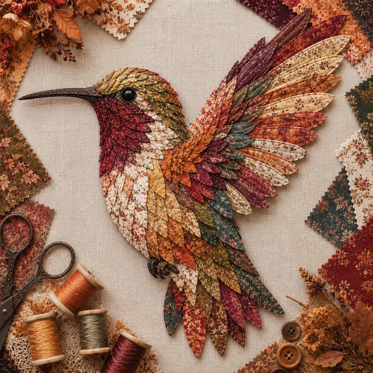 🧵 Beginner Friendly ✨ 3D Patchwork Bird DIY Craft Kit – Create a Layered Fabric Bird Worth Displaying