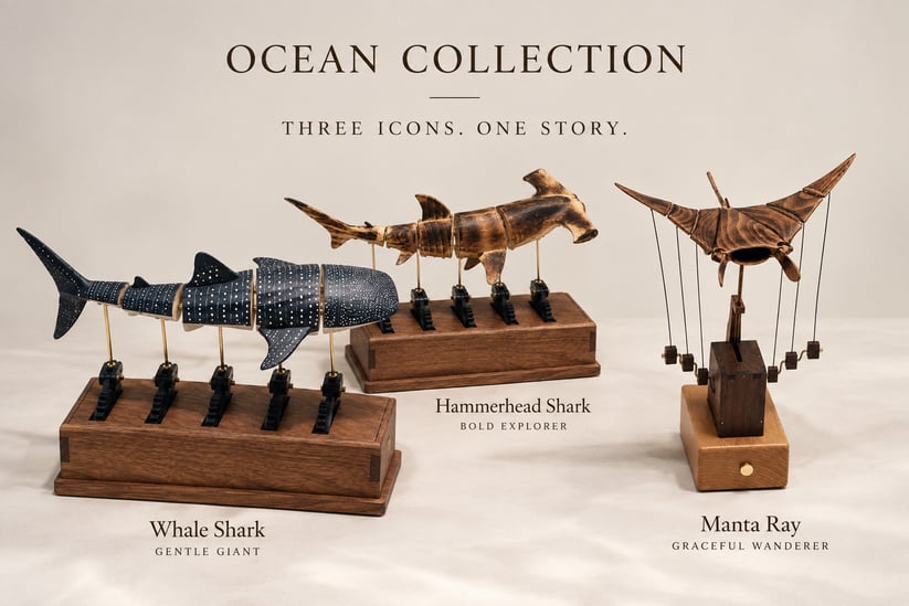 🔥FREE SHOPPING🔥-Handcrafted Wooden Ocean Animal Mechanical Model