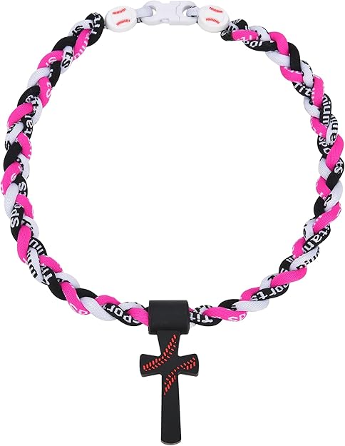 Triple-Rope Tornado Baseball Necklace Cross Charm Pendant with "I CAN DO ALL THINGS PHL4:13
