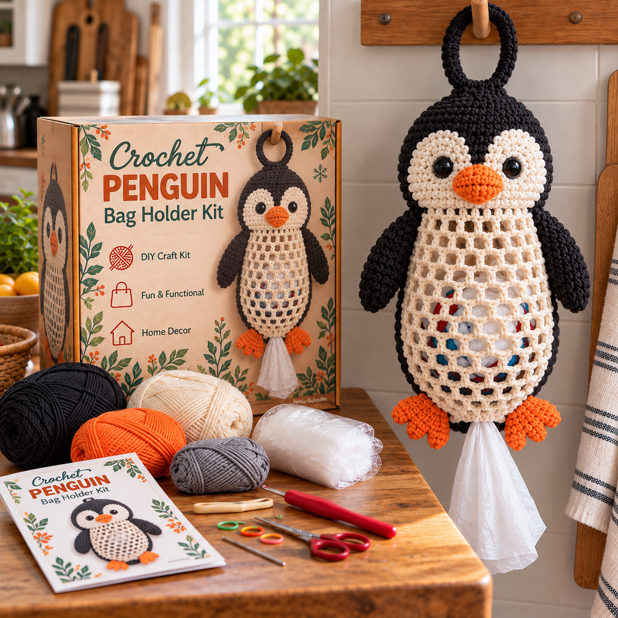 Crochet Animal Bag Holder DIY Kit – Cute & Functional Hanging Storage Craft Kit