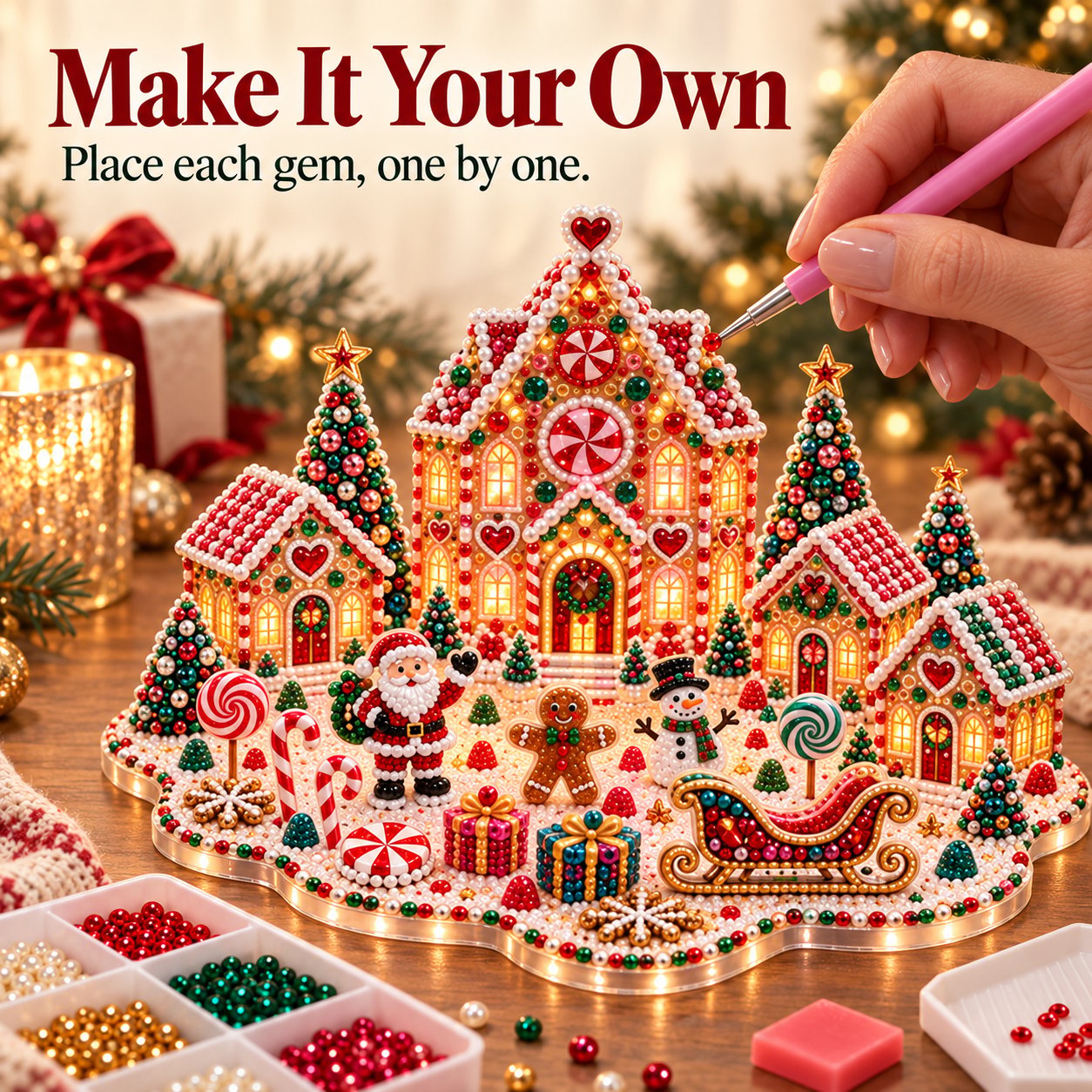🎁 Last Day 70% OFF –Magical Christmas Village – DIY Rhinestone Set for Festive Table Decor