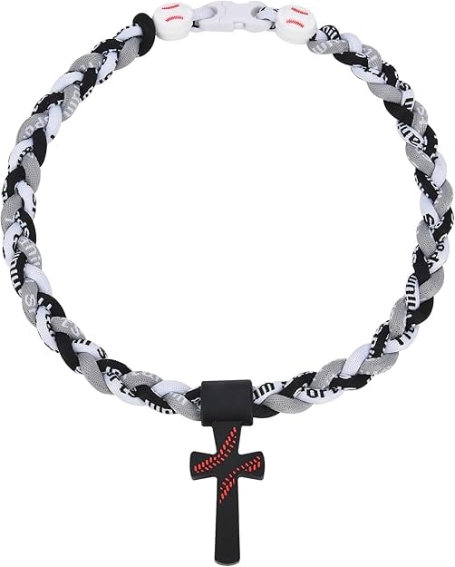 Triple-Rope Tornado Baseball Necklace Cross Charm Pendant with "I CAN DO ALL THINGS PHL4:13