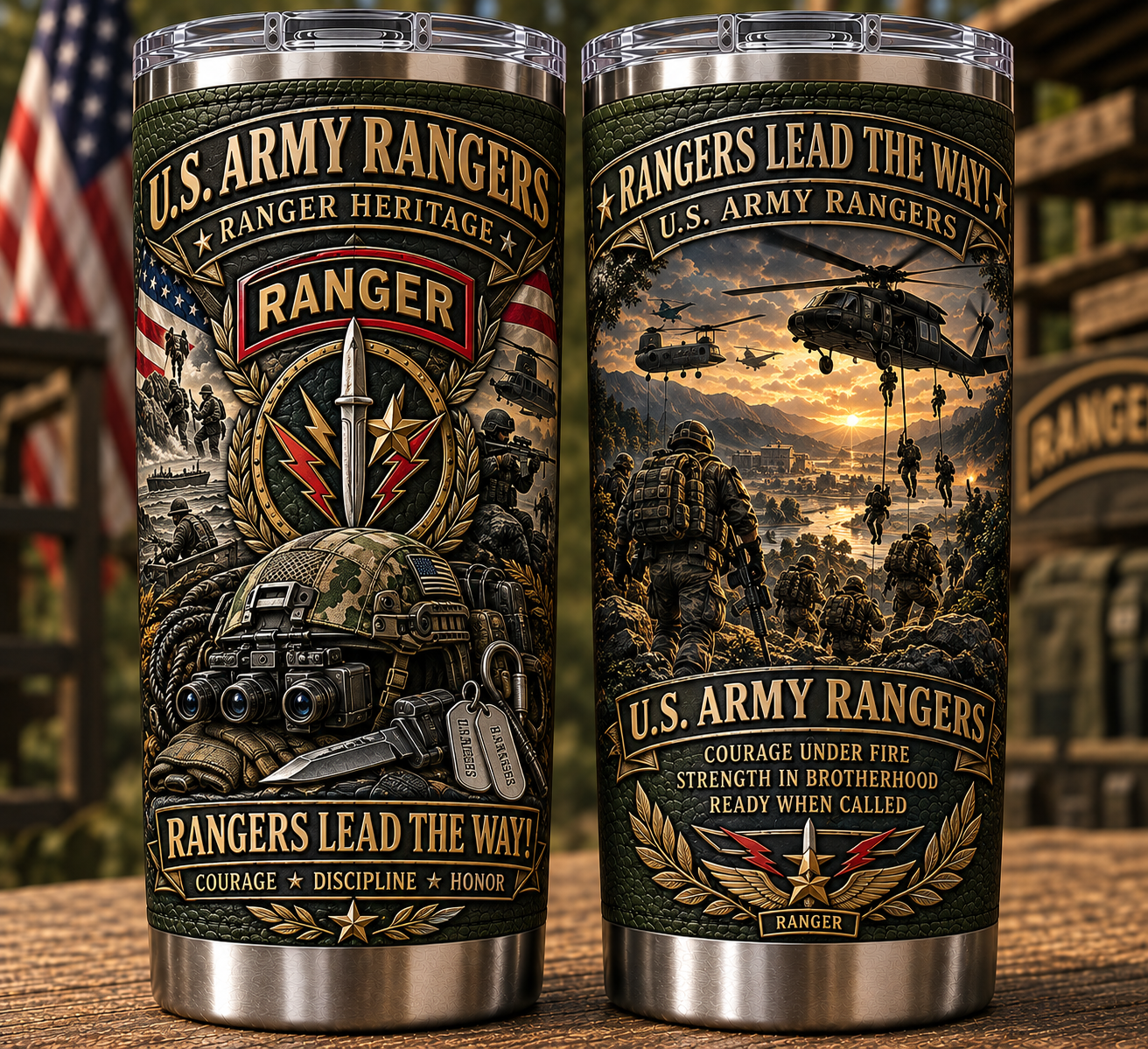 🔥 Limited-Time Offer — U.S. Army Rangers “Rangers Lead the Way!” Heritage Insulated Travel Tumbler