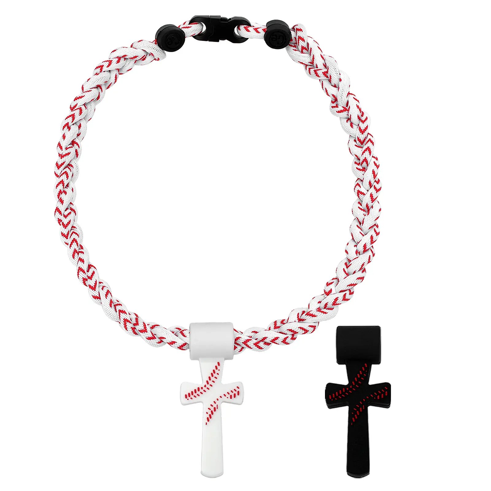 Triple-Rope Tornado Baseball Necklace Cross Charm Pendant with "I CAN DO ALL THINGS PHL4:13