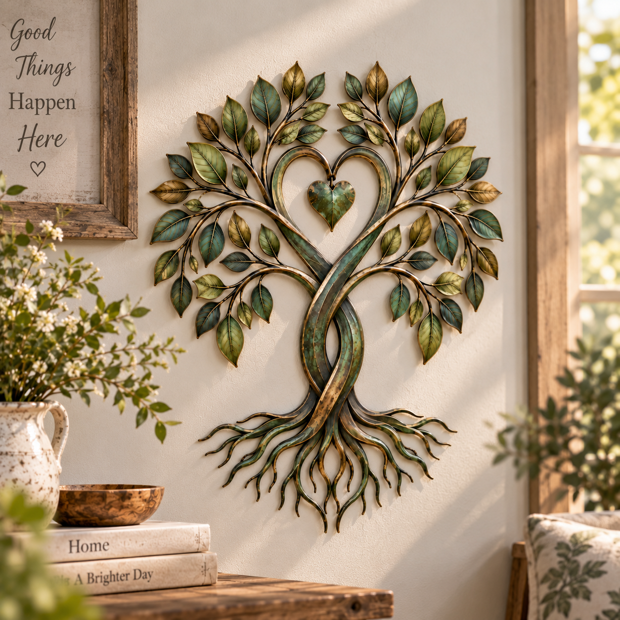 Tree of Life Heart Metal Wall Decor