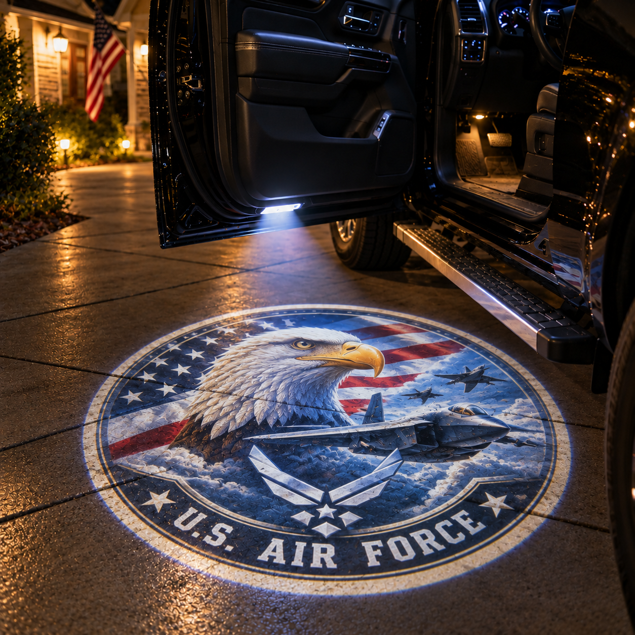 🇺🇸 Light Up Your Pride — Military Heritage Door Projector