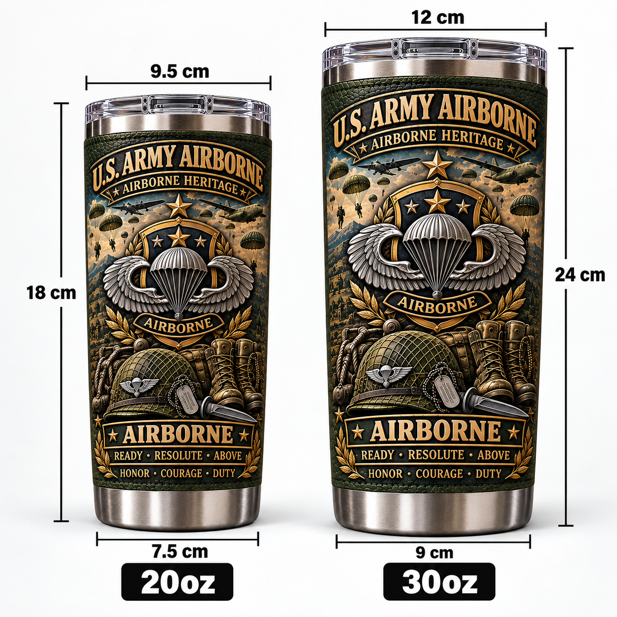 🔥 Limited-Time Offer — U.S. Army Airborne “When Duty Calls — We Jump” Heritage Insulated Travel Tumbler