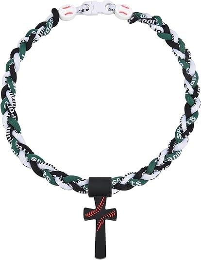 Triple-Rope Tornado Baseball Necklace Cross Charm Pendant with "I CAN DO ALL THINGS PHL4:13