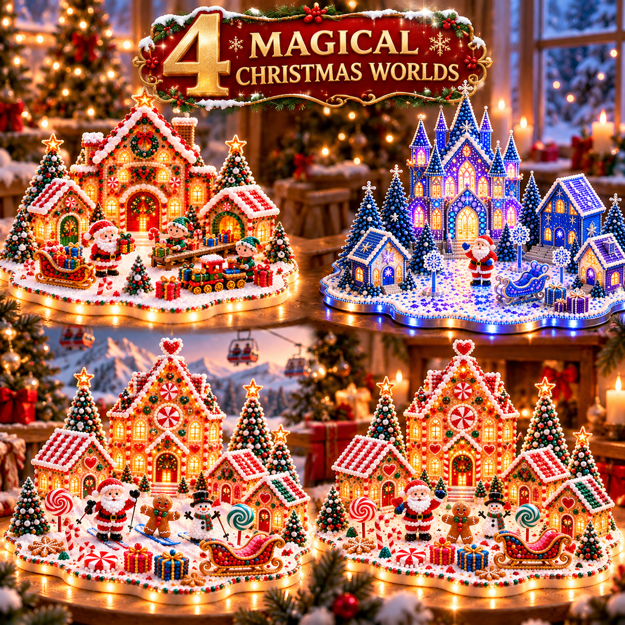 🎁 Last Day 49% OFF –Magical Christmas Village – DIY Rhinestone Set for Festive Table Decor