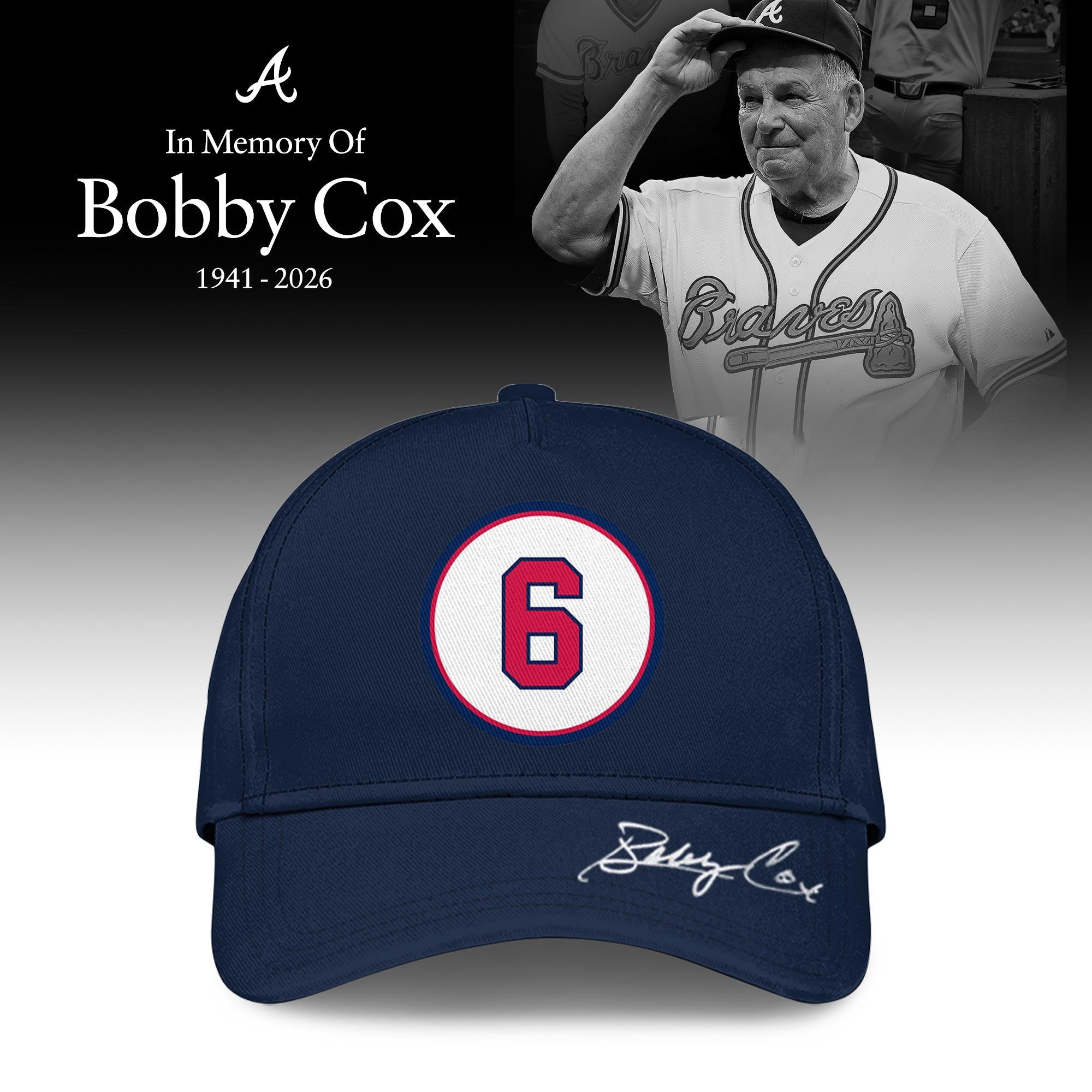 Atlanta Braves “Remembering Bobby Cox – The Legendary Manager”  T-shirt