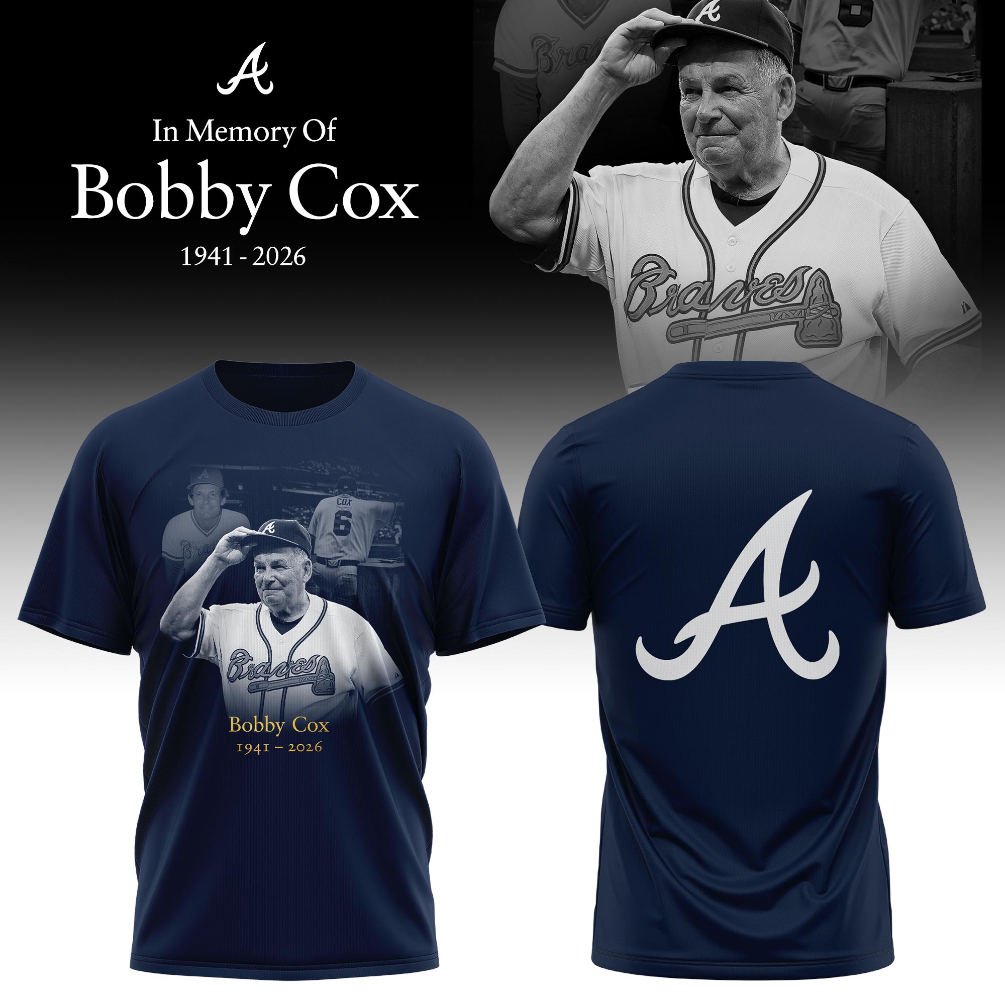 Atlanta Braves “Remembering Bobby Cox – The Legendary Manager”  T-shirt