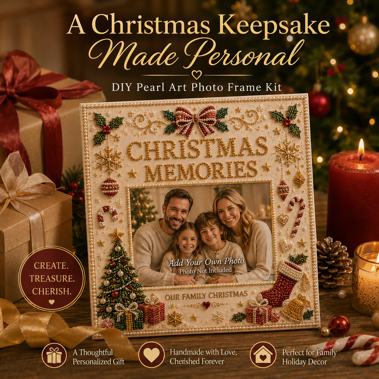🎄 Christmas Memories DIY Photo Frame Bead Art Kit