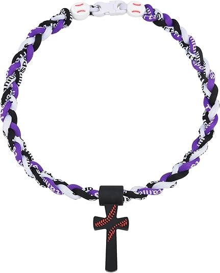 Triple-Rope Tornado Baseball Necklace Cross Charm Pendant with "I CAN DO ALL THINGS PHL4:13