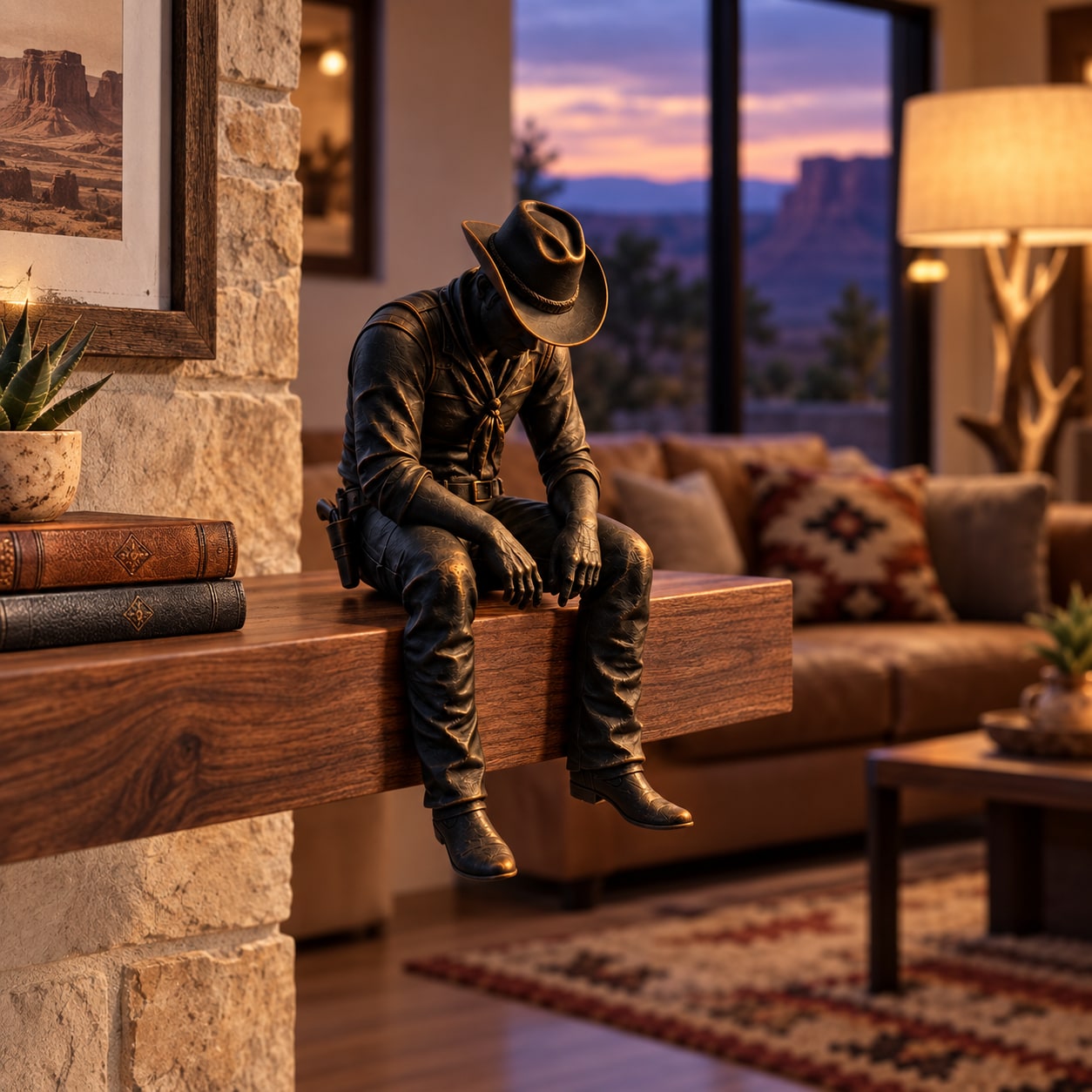 The Quiet Cowboy Figurine – Western Sitting Cowboy Sculpture for Home & Ranch Decor