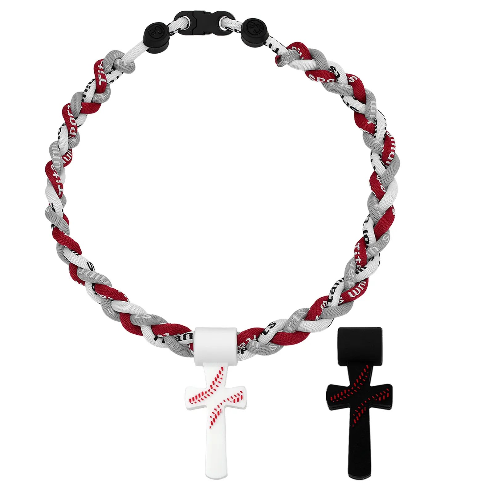 Triple-Rope Tornado Baseball Necklace Cross Charm Pendant with "I CAN DO ALL THINGS PHL4:13