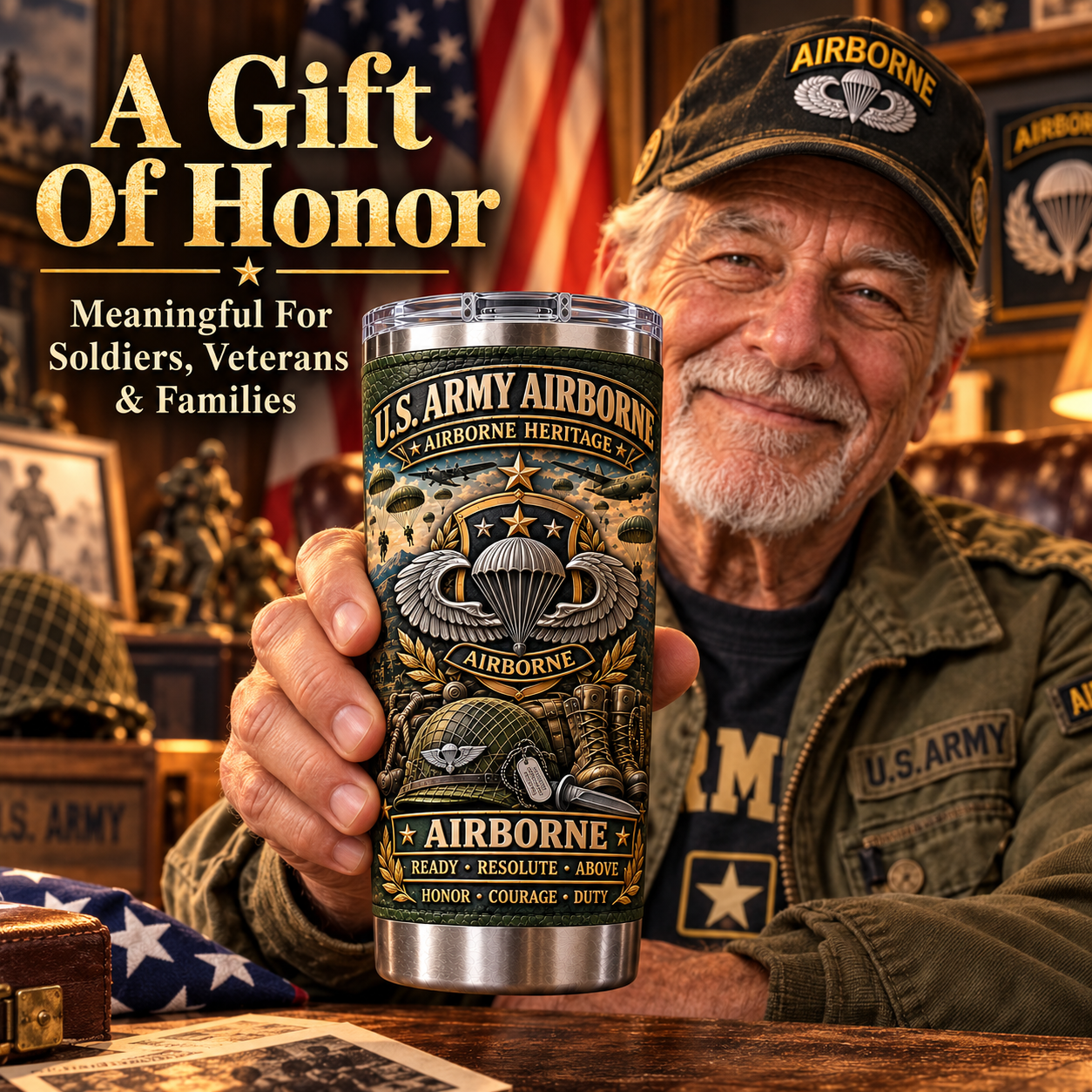 🔥 Limited-Time Offer — U.S. Army Airborne “When Duty Calls — We Jump” Heritage Insulated Travel Tumbler