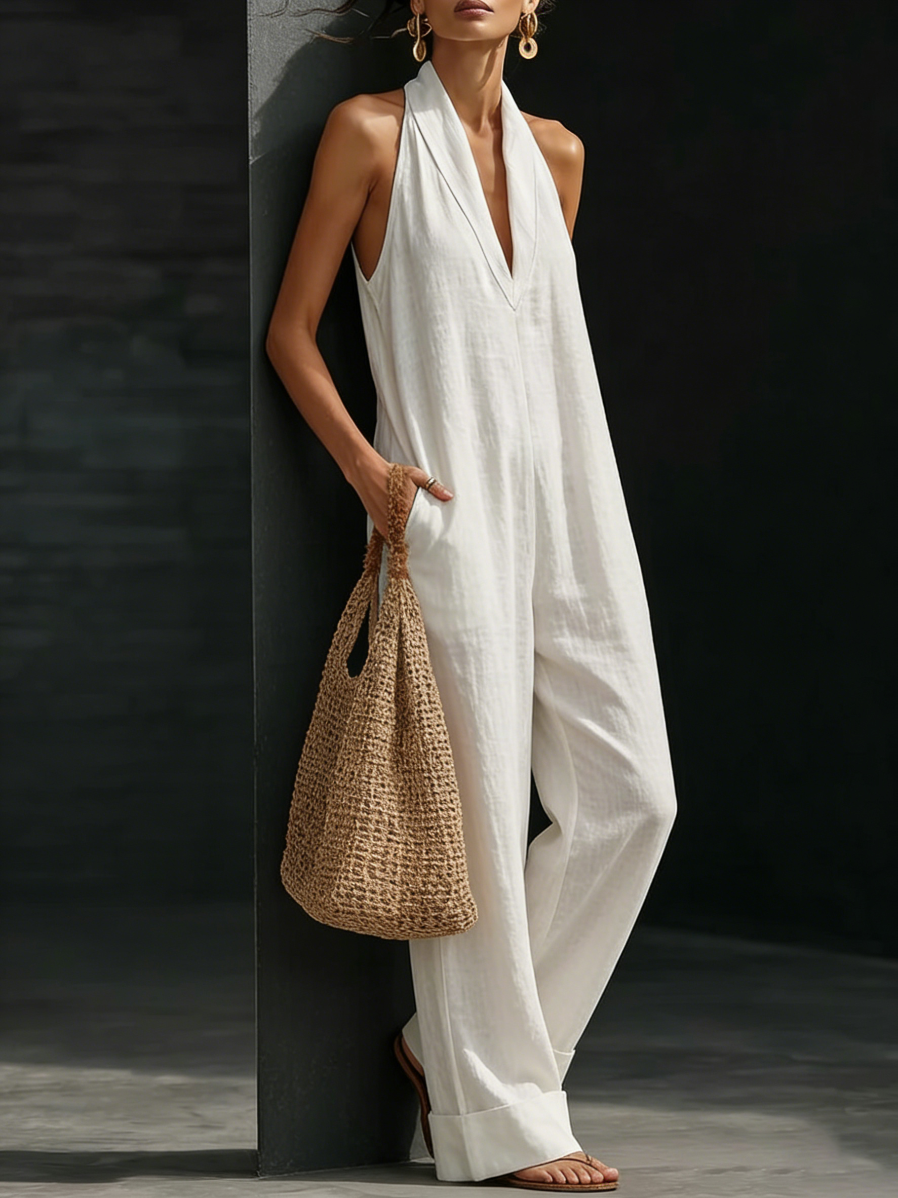 Plus Size Friendly Minimalist And Elegant Cozy Linen Jumpsuit