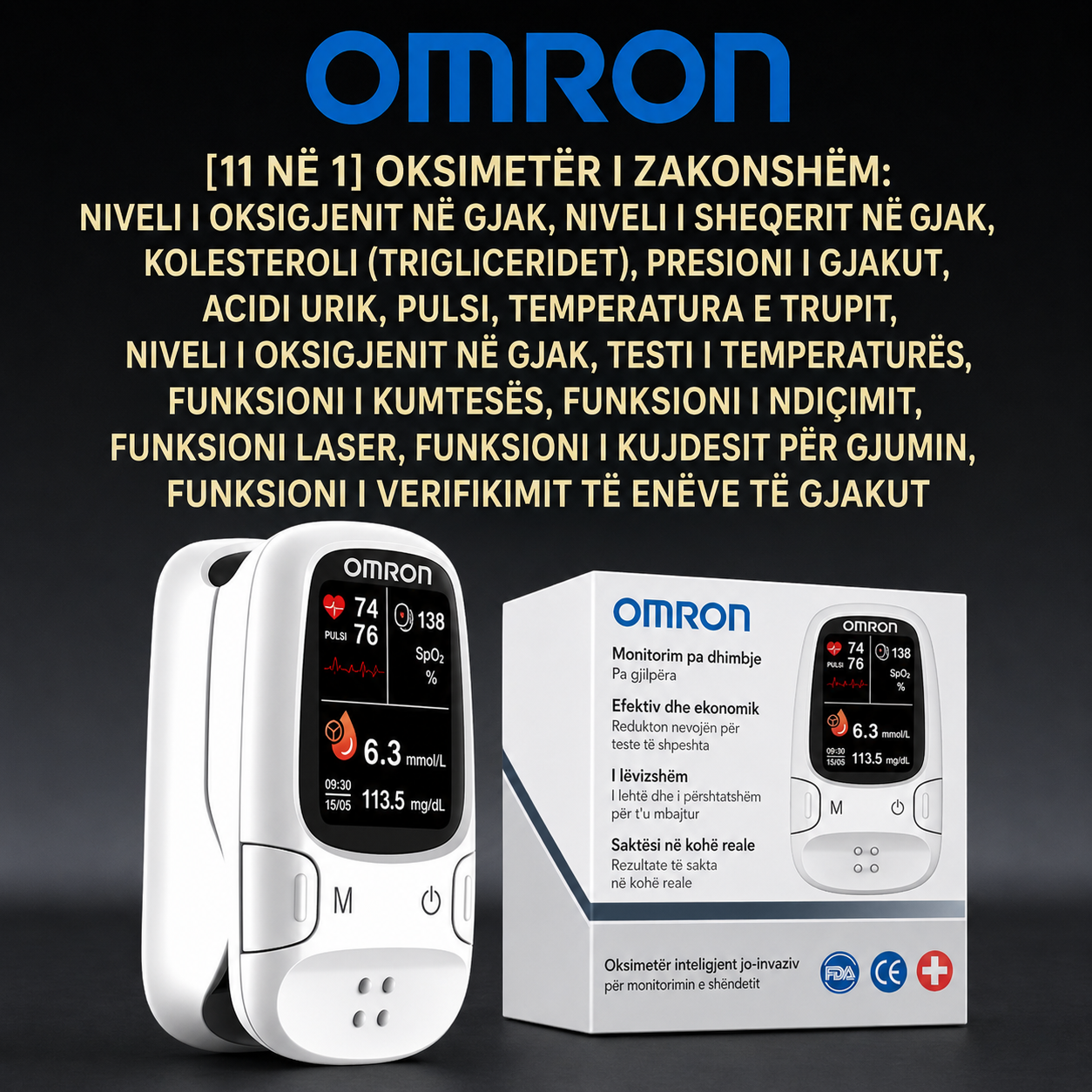 Omron™ prezanton një glukometër të ri inteligjent, jo-invaziv 🔥Prodhuar në SHBA🔥