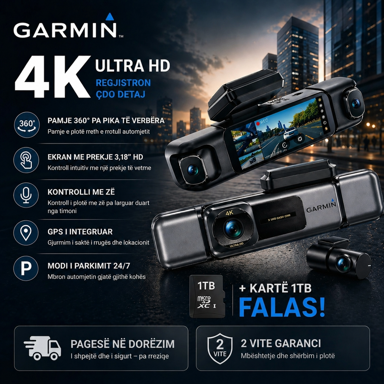 Garmin G980 (Modeli më i ri 2026): Kamera inteligjente 360° me kontroll me zë, 4K dhe GPS