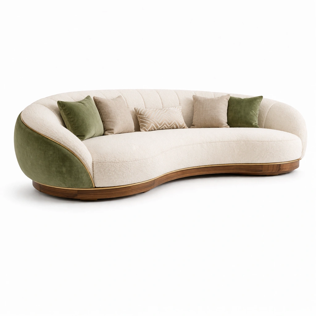 Canap incurv panoramique boucl ivoire-nestarao