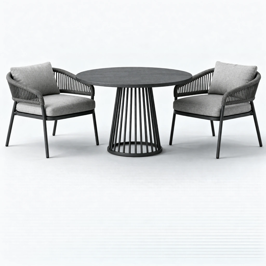 Ensemble bistrot extrieur gris anthracite 2 places-nestarao