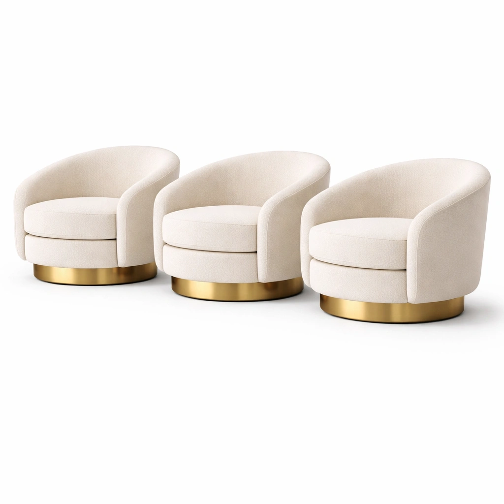 Lot de 3 fauteuils pivotants boucl ivoire-nestarao