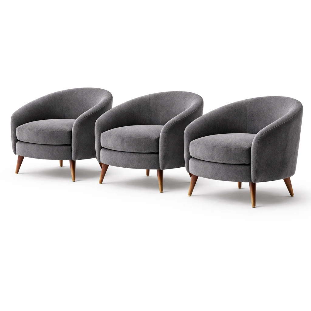 Lot de 3 fauteuils gris anthracite style club-nestarao
