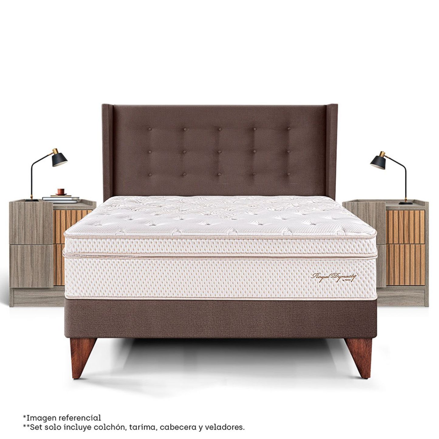 2 Plz + 2 Veladores + 2 Almohadas Viscoelásticas + Protector
