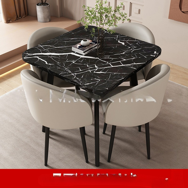 Mesa cuadrada de recepción, negociación y combinación de sillas para tienda, ocio simple, balcón, negocios, oficina redonda, ventas.