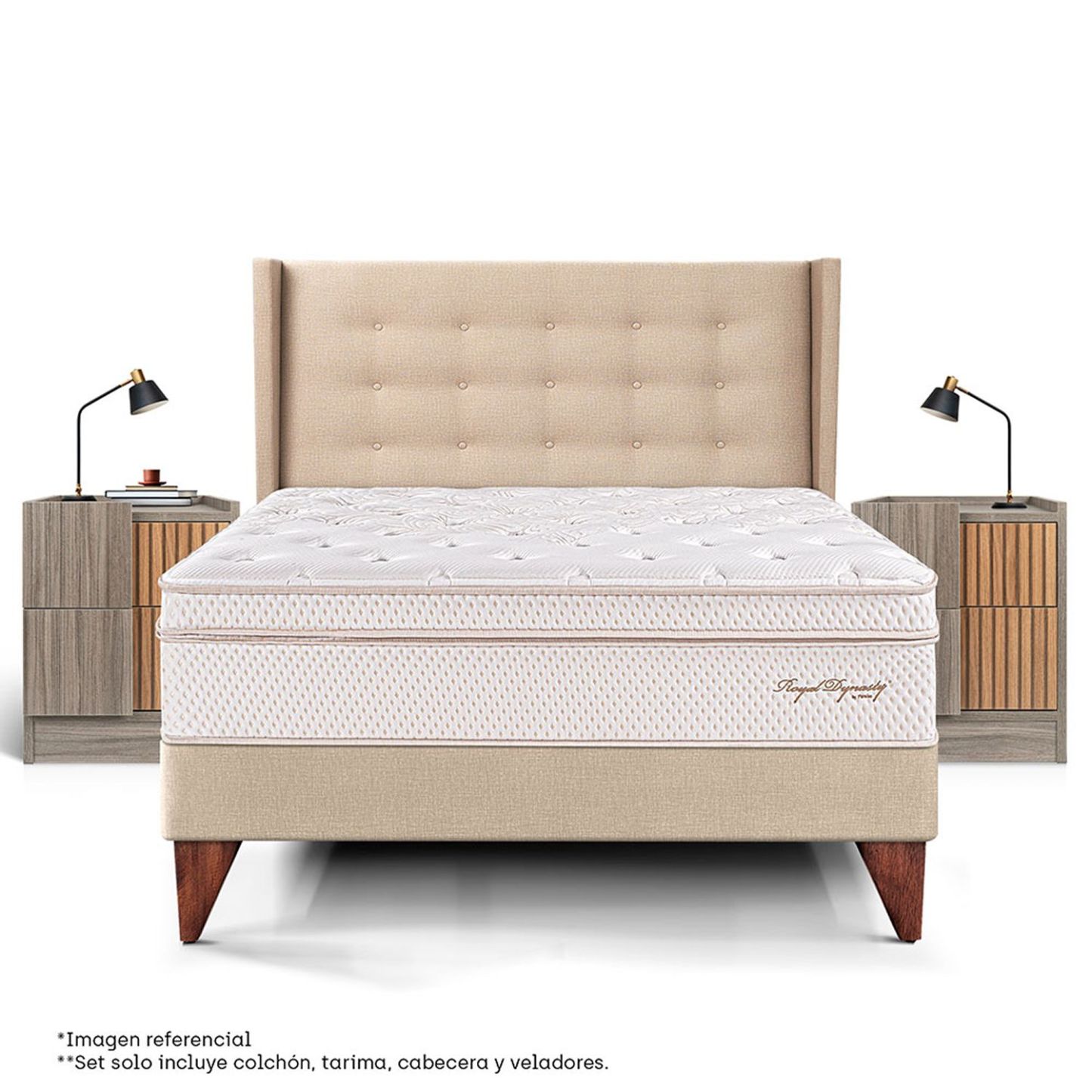 2 Plz + 2 Veladores + 2 Almohadas Viscoelásticas + Protector