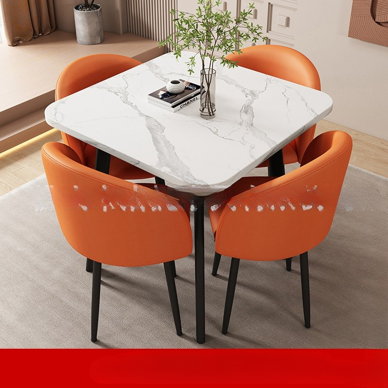 Mesa cuadrada de recepción, negociación y combinación de sillas para tienda, ocio simple, balcón, negocios, oficina redonda, ventas.