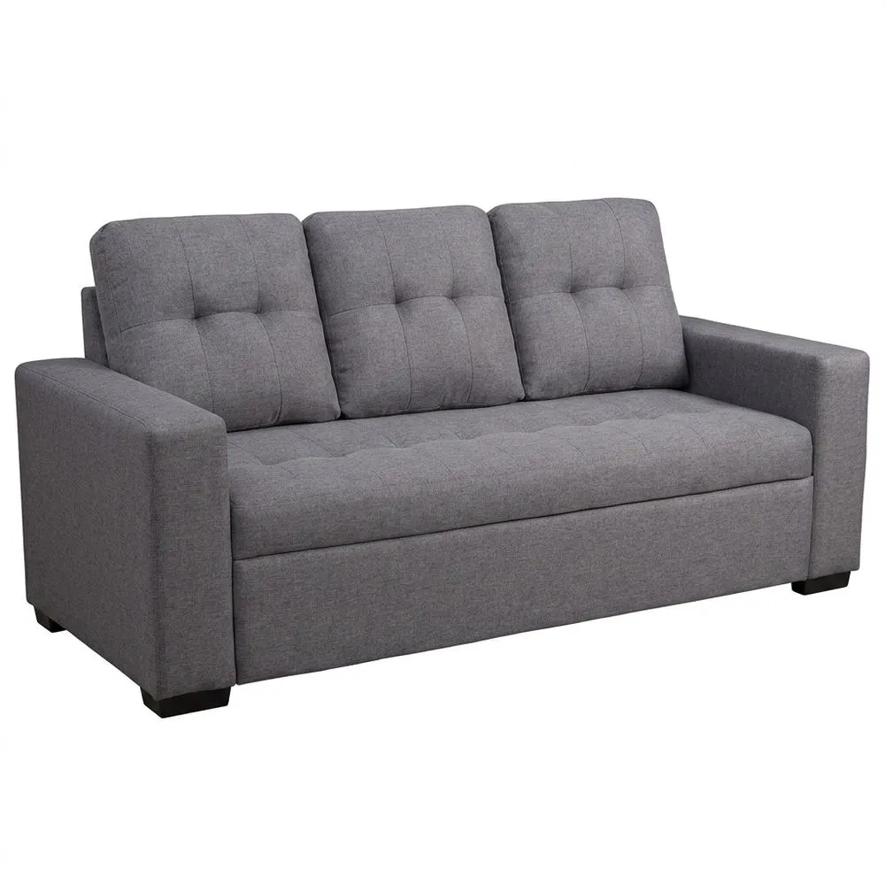 Sofá de 3 Plazas para Sala de Estar, Diseño Moderno, Cómodo y Funcional, Tapizado en Gris-Villanestchic