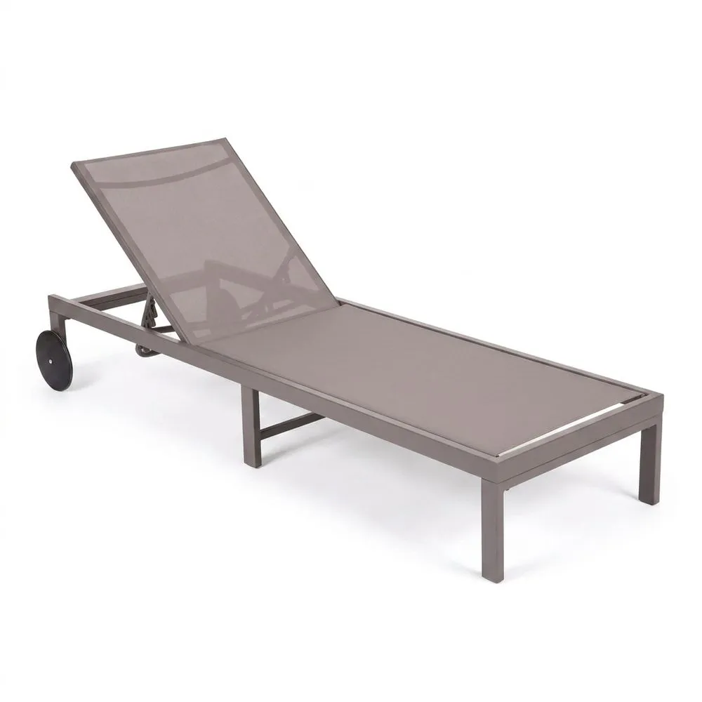 Tumbona de Jardín Reclinable con Ruedas, Aluminio Gris-Villanestchic