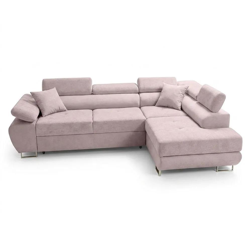 Sofá Esquinero con Función de Cama, Arcón y Cojines, Forma de L con Reposacabezas Ajustables-Villanestchic