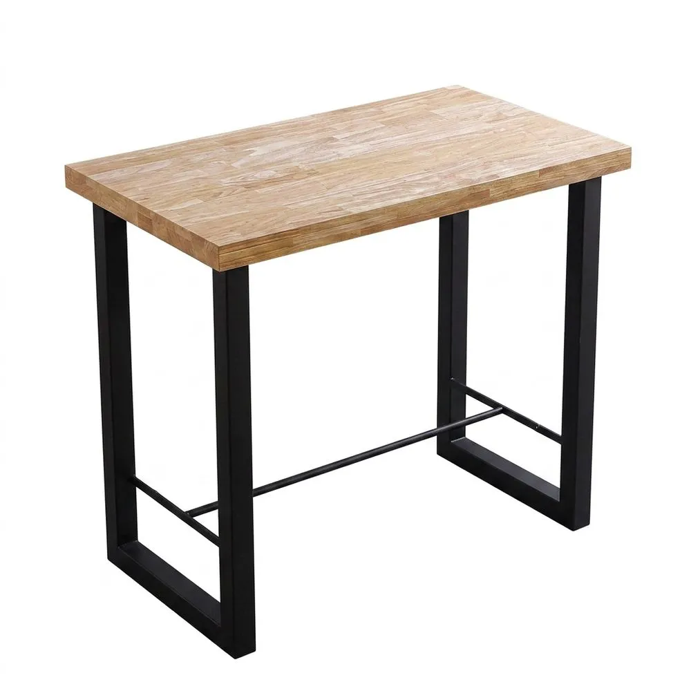 Mesa Alta de Cocina y Bar, Roble Salvaje y Negro, 120x70x100 cm-Villanestchic